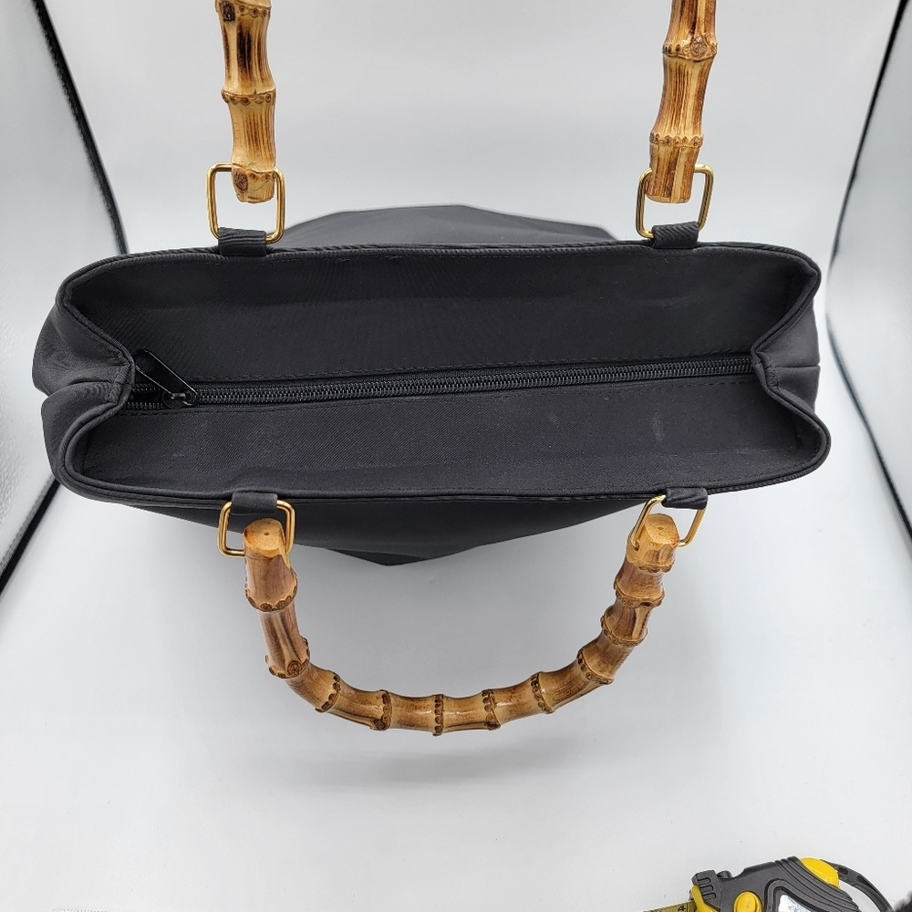 Black Tote Bag with Bamboo Handles #3064 - Picture 8 of 16